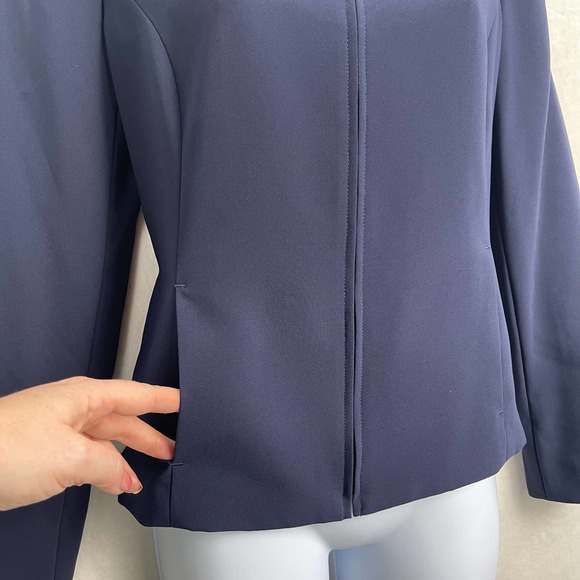 Pendleton‎ Navy Blue Zip Front Mock Neck Blazer Jacket with Pocket 8P Petite - Picture 4 of 15
